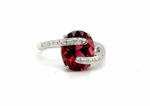 4.9 CARAT PINK TOURMALINE AND DIAMOND RING IN 14K WHITE GOLD (1 of 2)