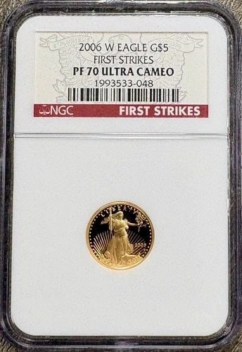 2006 W $5 AMERICAN GOLD EAGLE PROOF 1/10OZ COIN NGC PF70 UCAM FIRST STRIKE LABEL: 2006 W $5 AMERICAN GOLD EAGLE PROOF 1/10OZ COIN NGC PF70 UCAM FIRST STRIKE LABEL 2006 W $5 American Gold Eagle Proof 1/10oz Coin NGC PF70 UCAM First Strike Label THE ITEM(S) IN THE PHOTO(S) IS THE EXA