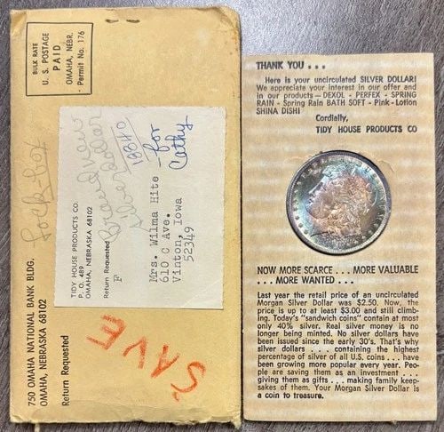1884-O MORGAN SILVER DOLLAR TIDY HOUSE CO. GEM UNCIRCULATED BU COLORFUL TONING! (1 of 2)