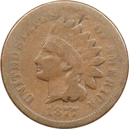KEY DATE 1877 INDIAN HEAD CENT 1C, GOOD G+, MINOR SCRATCH (1 of 2)