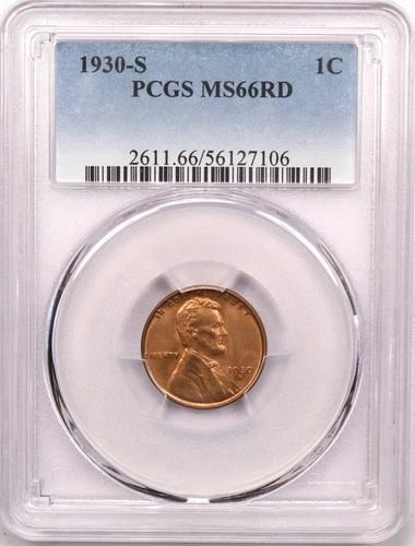 1930-S LINCOLN WHEAT CENT 1C, PCGS MS66RD RED, GEM UNCIRCULATED BU (1 of 2)