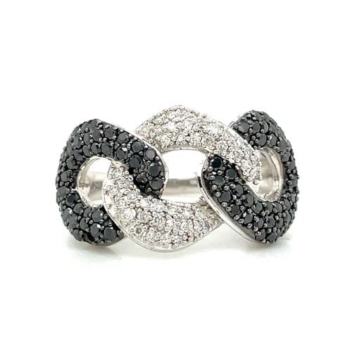 1 CT T.W. ENHANCED BLACK AND WHITE DIAMOND INTERLOCKING LOOPS RING IN STERLING (1 of 2)