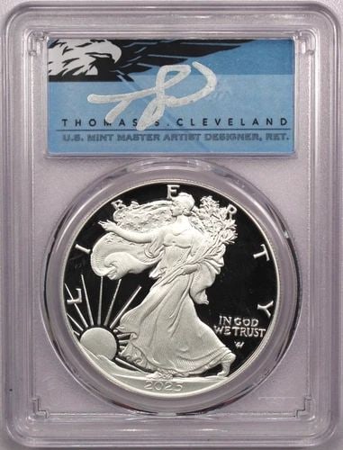 2025-S PROOF SILVER EAGLE $1 PCGS PR70DCAM CLEVELAND AIP SIGNED ADVANCED RELEASE (1 of 2)