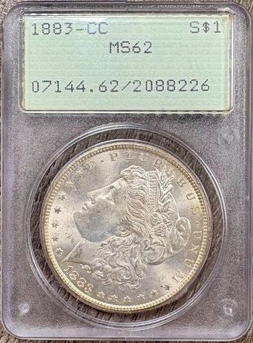 1883-CC MORGAN SILVER DOLLAR $1, PCGS MS62 OGH RATTLER, UNCIRCULATED BU (1 of 2)