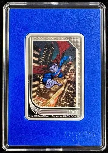 2025 AGORO NIUE $2 DC SUPERMAN SAPPHIRE 1OZ 999 SILVER TRADING COIN #50/60 (1 of 2)