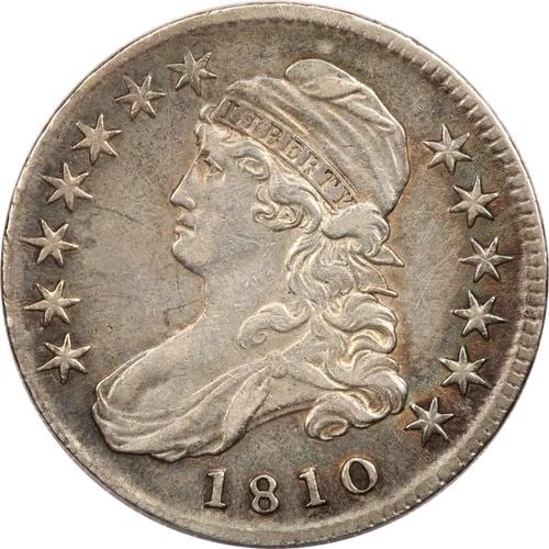 1810 CAPPED BUST HALF DOLLAR 50C, EXTREMELY FINE XF, CLEANED & TONED: 1810 CAPPED BUST HALF DOLLAR 50C, EXTREMELY FINE XF, CLEANED & TONED 1810 Capped Bust Half Dollar 50C, Extremely Fine XF, Cleaned & Toned THE ITEM(S) IN THE PHOTO(S) IS THE EXACT ITEM(S) YOU WILL RECE