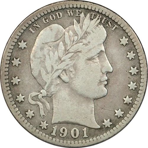 1901-O BARBER QUARTER 25C, VERY FINE VF, LIGHTLY CLEANED (1 of 2)