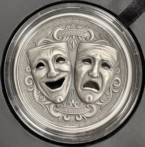 2025 COMEDY & TRAGEDY CAMEROON 2000 FRANCS 2OZ .9999 SILVER ANTIQUED COIN W/ BOX: 2025 COMEDY & TRAGEDY CAMEROON 2000 FRANCS 2OZ .9999 SILVER ANTIQUED COIN W/ BOX 2025 Comedy & Tragedy Cameroon 2000 Francs 2oz .9999 Silver Antiqued Coin w/ Box Includes original BOX & CERTIFICATE TH