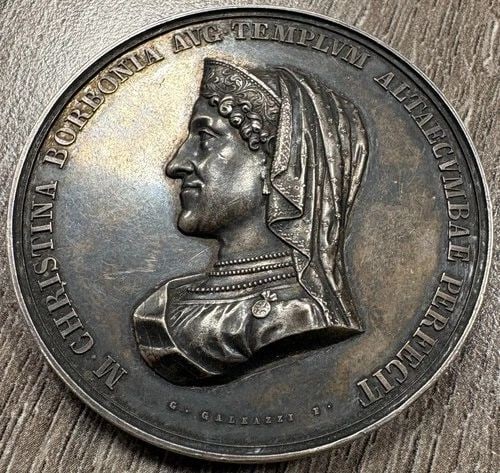 1806-1878 MARIA CRISTINA OF BOURBON QUEEN OF THE TWO SICILIES .925 SILVER MEDAL (1 of 2)