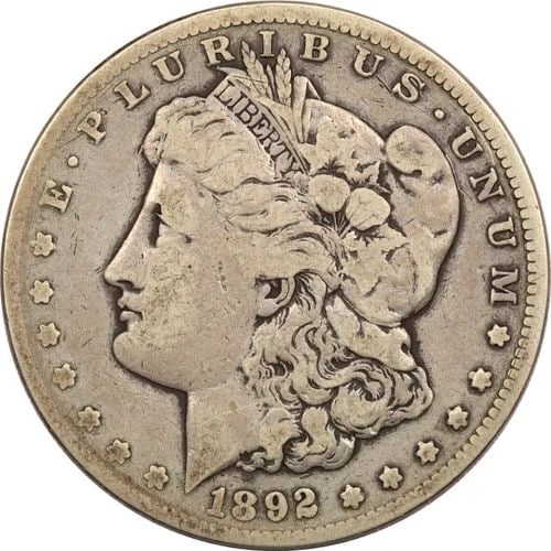 1892-CC MORGAN SILVER DOLLAR $1, FINE F (1 of 2)