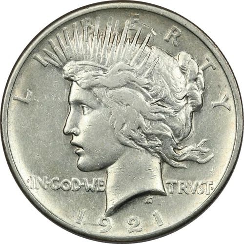 1921 HIGH RELIEF PEACE SILVER DOLLAR $1, EXTREMELY FINE XF (1 of 2)