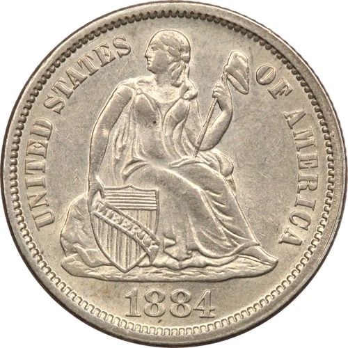 1884 SEATED LIBERTY DIME 10C, UNCIRCULATED BU: 1884 SEATED LIBERTY DIME 10C, UNCIRCULATED BU 1884 Seated Liberty Dime 10C, Uncirculated BU THE ITEM(S) IN THE PHOTO(S) IS THE EXACT ITEM(S) YOU WILL RECEIVE!