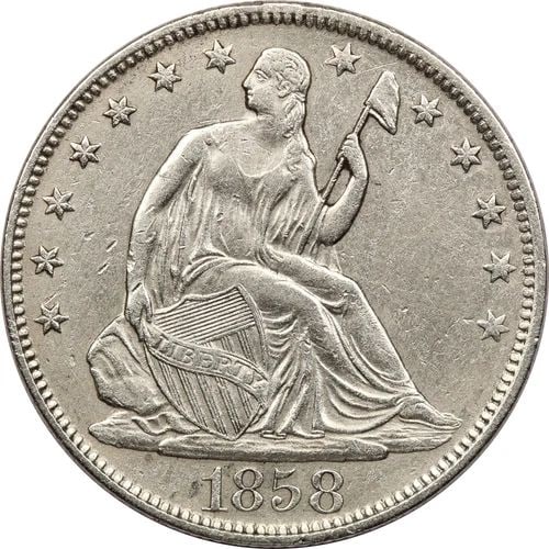 1858-O SEATED LIBERTY HALF DOLLAR 50C, ABOUT UNCIRCULATED AU, CLEANED: 1858-O SEATED LIBERTY HALF DOLLAR 50C, ABOUT UNCIRCULATED AU, CLEANED 1858-O Seated Liberty Half Dollar 50C, About Uncirculated AU, Cleaned THE ITEM(S) IN THE PHOTO(S) IS THE EXACT ITEM(S) YOU WILL RE