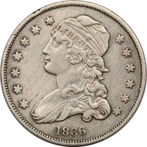 1836 CAPPED BUST QUARTER 25C, EXTREMELY FINE XF, CLEANED (1 of 2)