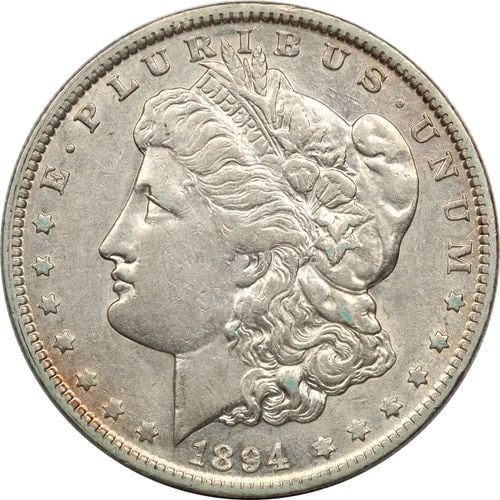 1894-O MORGAN SILVER DOLLAR $1, ABOUT UNCIRCULATED AU (1 of 2)