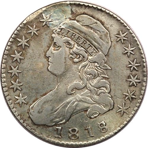 1818/7 LARGE CAPPED BUST HALF DOLLAR 50C, VERY FINE VF, PLUGGED REPAIRED: 1818/7 LARGE CAPPED BUST HALF DOLLAR 50C, VERY FINE VF, PLUGGED REPAIRED 1818/7 Large Capped Bust Half Dollar 50C, Very Fine VF, Plugged Repaired THE ITEM(S) IN THE PHOTO(S) IS THE EXACT ITEM(S) YOU W