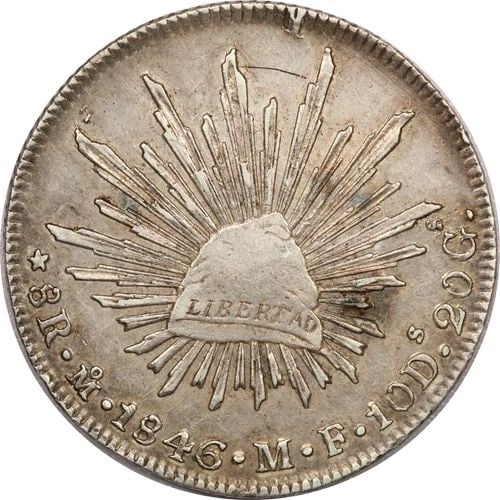 1846 MO MF MEXICO SPANISH COLONIAL 8 REALES, EXTREMELY FINE XF, KM# 377.10: 1846 MO MF MEXICO SPANISH COLONIAL 8 REALES, EXTREMELY FINE XF, KM# 377.10 1846 Mo MF Mexico Spanish Colonial 8 Reales, Extremely Fine XF, KM# 377