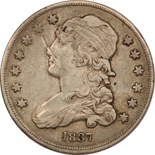 1837 CAPPED BUST QUARTER 25C, EXTREMELY FINE XF, SCRATCHED (1 of 2)