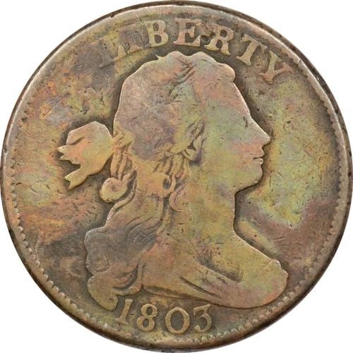 1803 SM. DATE SM. FRACTION DRAPED BUST LARGE CENT 1C, FINE F, LIGHTLY CLEANED (1 of 2)