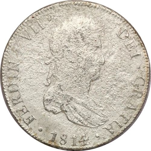 1814 PTS PJ BOLIVIA 8 REALES, SHIPWRECK EFFECT DAMAGE, KM# 84 (1 of 2)