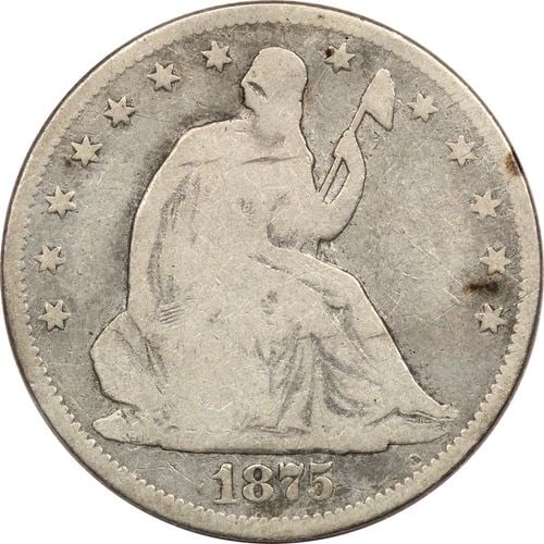 1858-O SEATED LIBERTY HALF DOLLAR 50C, ABOUT UNCIRCULATED AU, CLEANED (1 of 2)