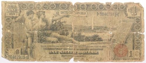 1896 $1 EDUCATIONAL SILVER CERTIFICATE, AG/G LOWBALL HEAVILY CIRCULATED (1 of 2)