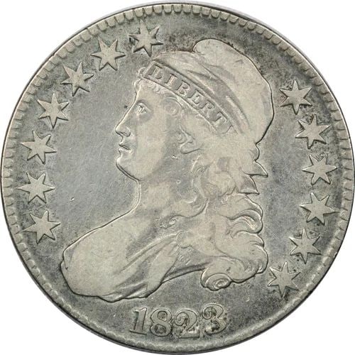 1823 CAPPED BUST HALF DOLLAR 50C, F/VF CONDITION, DOUBLED PROFILE (1 of 2)