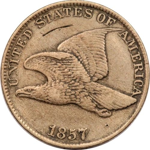 1857 FLYING EAGLE CENT 1C, EXTREMELY FINE XF, SCRATCHED (1 of 2)