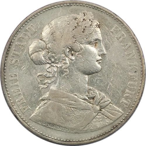 1862 GERMAN STATES SILVER THALER FRANKFURT, EXTREMELY FINE XF+, KM# 370 (1 of 2)
