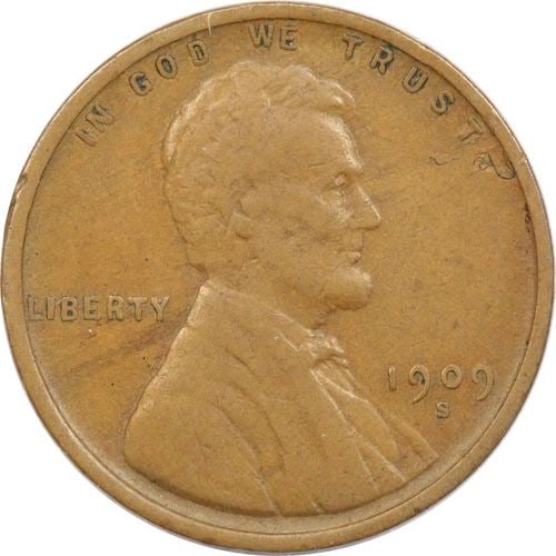 1909-S LINCOLN WHEAT CENT 1C, F/VF CONDITION (1 of 2)