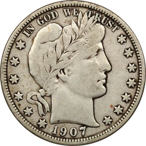 1907-D BARBER HALF DOLLAR 50C, VERY FINE VF (1 of 2)