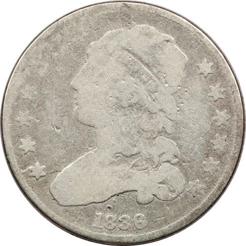 1836 CAPPED BUST QUARTER 25C, GOOD G, CLEANED (1 of 2)