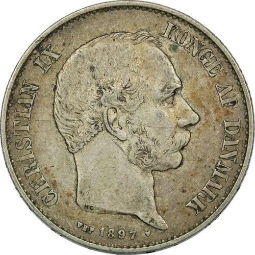 1897 DENMARK 2 KRONER KM #798.2, VF/XF CONDITION, VERY ORIGINAL & SCARCE COIN! (1 of 2)