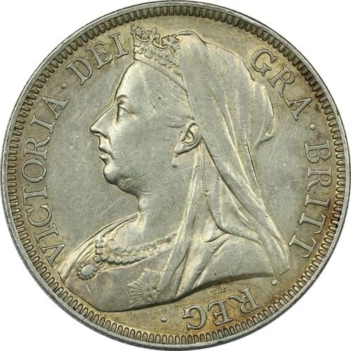 1896 GREAT BRITAIN HALF CROWN KM #782, ABOUT UNCIRCULATED AU TONED (1 of 2)