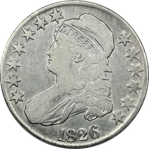 1826 CAPPED BUST HALF DOLLAR 50C, VERY FINE VF, CLEANED: 1826 CAPPED BUST HALF DOLLAR 50C, VERY FINE VF, CLEANED 1826 Capped Bust Half Dollar 50C, Very Fine VF, Cleaned THE ITEM(S) IN THE PHOTO(S) IS THE EXACT ITEM(S) YOU WILL RECEIVE!