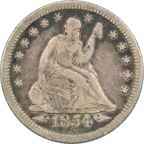 1854-O ARROWS SEATED LIBERTY QUARTER 25C, VERY FINE VF: 1854-O ARROWS SEATED LIBERTY QUARTER 25C, VERY FINE VF 1854-O Arrows Seated Liberty Quarter 25C, Very Fine VF THE ITEM(S) IN THE PHOTO(S) IS THE EXACT ITEM(S) YOU WILL RECEIVE!