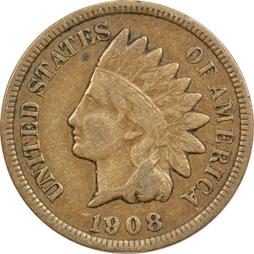 1908-S INDIAN HEAD CENT 1C, FINE F (1 of 2)
