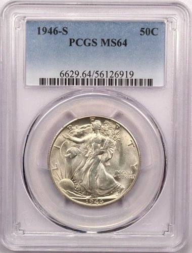 1946-S WALKING LIBERTY HALF DOLLAR 50C, PCGS MS64, CHOICE UNCIRCULATED BU (1 of 2)