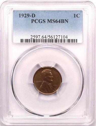 1929-D LINCOLN WHEAT CENT 1C, PCGS MS64BN BROWN, CHOICE UNCIRCULATED BU: 1929-D LINCOLN WHEAT CENT 1C, PCGS MS64BN BROWN, CHOICE UNCIRCULATED BU 1929-D Lincoln Wheat Cent 1C, PCGS MS64BN Brown, Choice Uncirculated BU