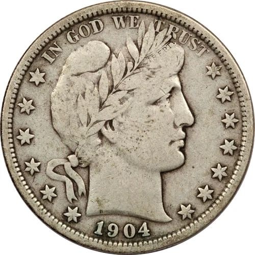 1904 BARBER HALF DOLLAR 50C, FINE F (1 of 2)