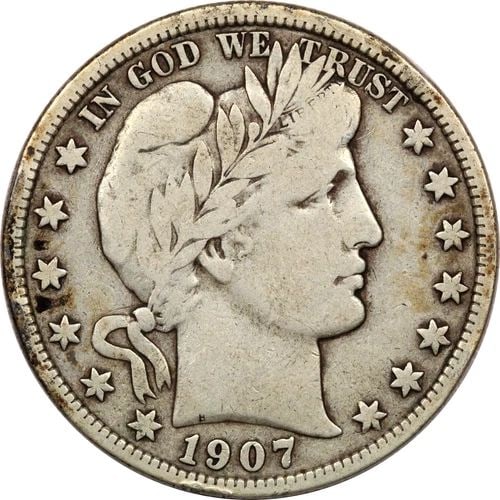 1907 BARBER HALF DOLLAR 50C, FINE F (1 of 2)