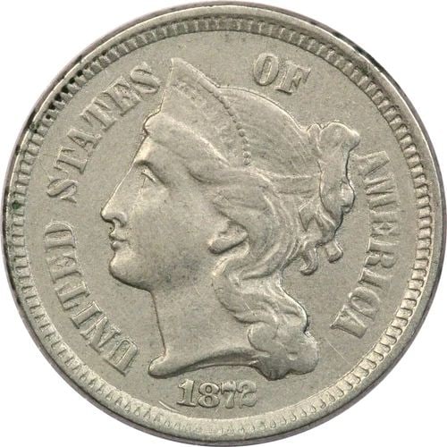 1872 THREE CENT NICKEL 3CN, ABOUT UNCIRCULATED AU: 1872 THREE CENT NICKEL 3CN, ABOUT UNCIRCULATED AU 1872 Three Cent Nickel 3CN, About Uncirculated AU THE ITEM(S) IN THE PHOTO(S) IS THE EXACT ITEM(S) YOU WILL RECEIVE!