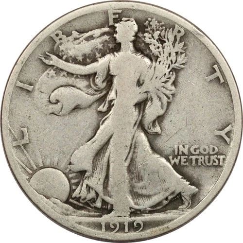 1919-S WALKING LIBERTY HALF DOLLAR 50C, FINE F: 1919-S WALKING LIBERTY HALF DOLLAR 50C, FINE F 1919-S Walking Liberty Half Dollar 50C, Fine F THE ITEM(S) IN THE PHOTO(S) IS THE EXACT ITEM(S) YOU WILL RECEIVE!