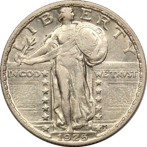 1925 STANDING LIBERTY QUARTER 25C, EXTREMELY FINE XF+ (1 of 2)