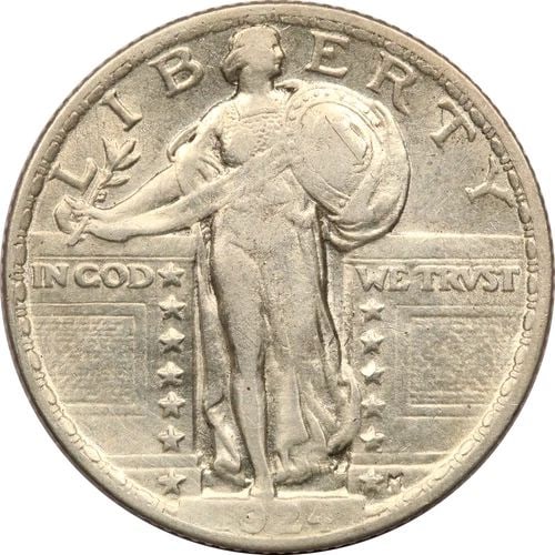 1924 STANDING LIBERTY QUARTER 25C, EXTREMELY FINE XF+ (1 of 2)
