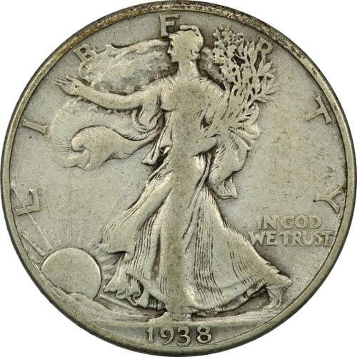 1938-D WALKING LIBERTY HALF DOLLAR 50C, VERY FINE VF (1 of 2)