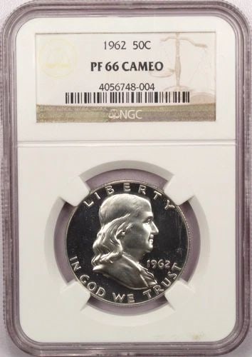 1962 PROOF FRANKLIN HALF DOLLAR 50C, NGC PF66 CAMEO CAM: 1962 PROOF FRANKLIN HALF DOLLAR 50C, NGC PF66 CAMEO CAM 1962 Proof Franklin Half Dollar 50C, NGC PF66 Cameo CAM THE ITEM(S) IN THE PHOTO(S) IS THE EXACT ITEM(S) YOU WILL RECEIVE!