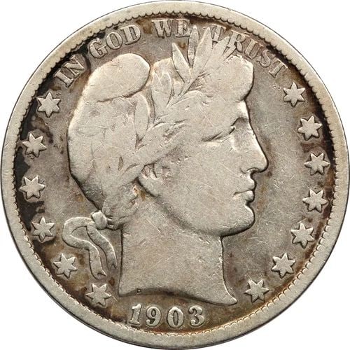 1903-S BARBER HALF DOLLAR 50C, FINE F CLEANED (1 of 2)