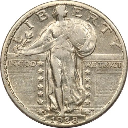 1928-S STANDING LIBERTY QUARTER 25C, EXTREMELY FINE XF+ (1 of 2)