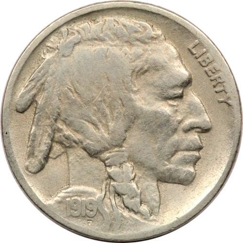 1919-D BUFFALO NICKEL 5C, VERY FINE VF (1 of 2)